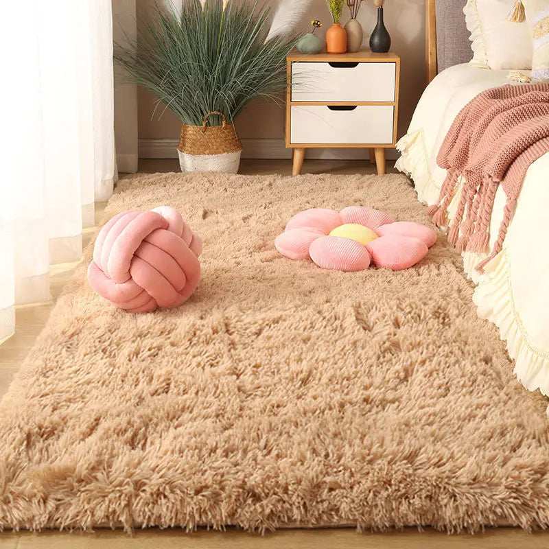 Washable Long Pile Shag Rug in Camel