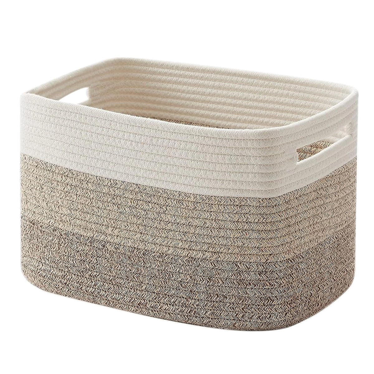 Cotton Rope Square Storage Basket in Brown