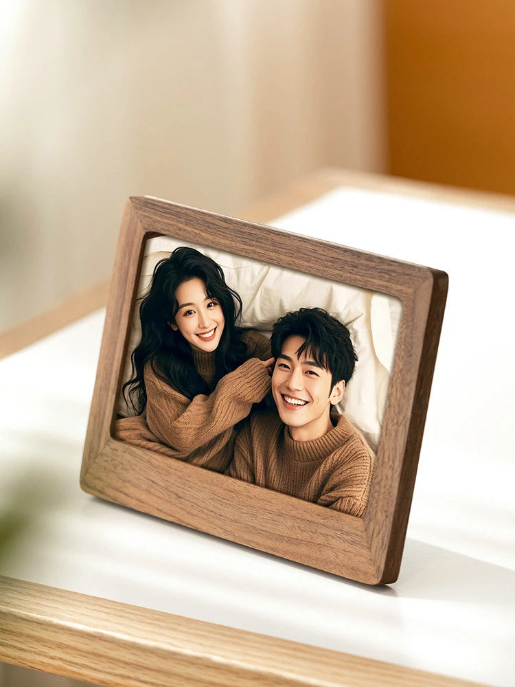 6-10inch Walnut Picture Frame, Walnut Wood Acrylic Photo Frames Handcrafted Rounded Corner Wooden Frames Tabletop Display