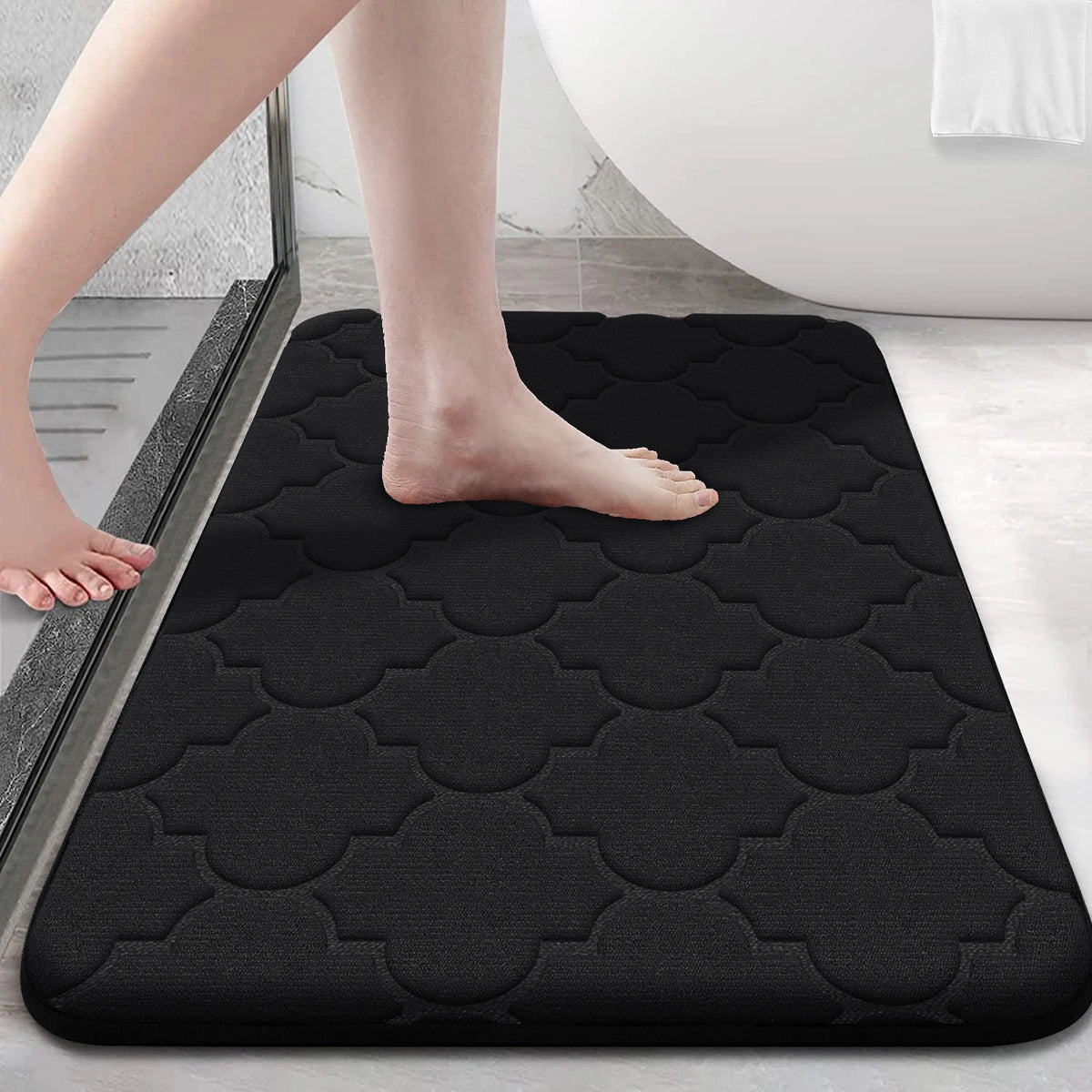 Memory Foam Non-Slip Bath Rug in Black