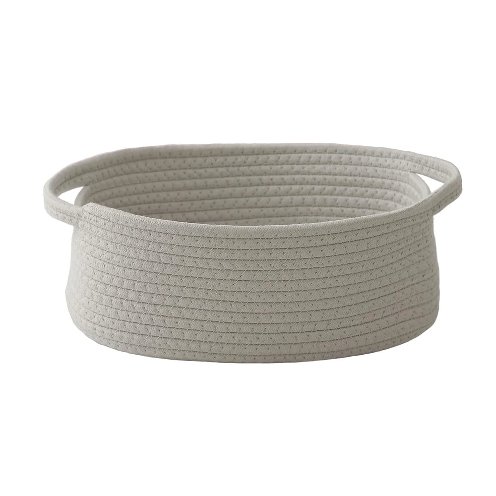 Small Woven Rope Storage Basket in Gray