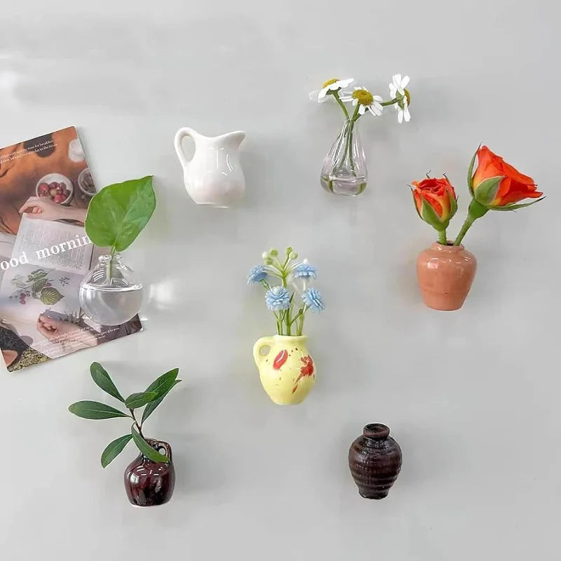 Mini Ceramic Bud Vase Fridge Magnets – home decor photo 3