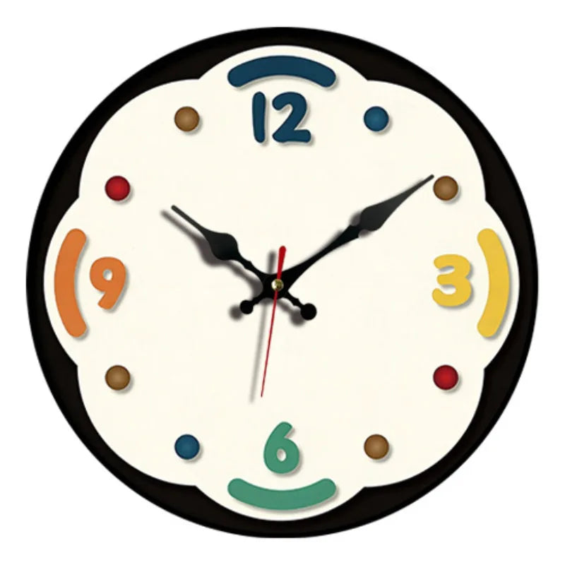 20/30/40cm Creative Hand Drawing Wooden Silent Hanging Wall Clock, for Living Room, Office, Study Room, Bedroom, Home Decoration