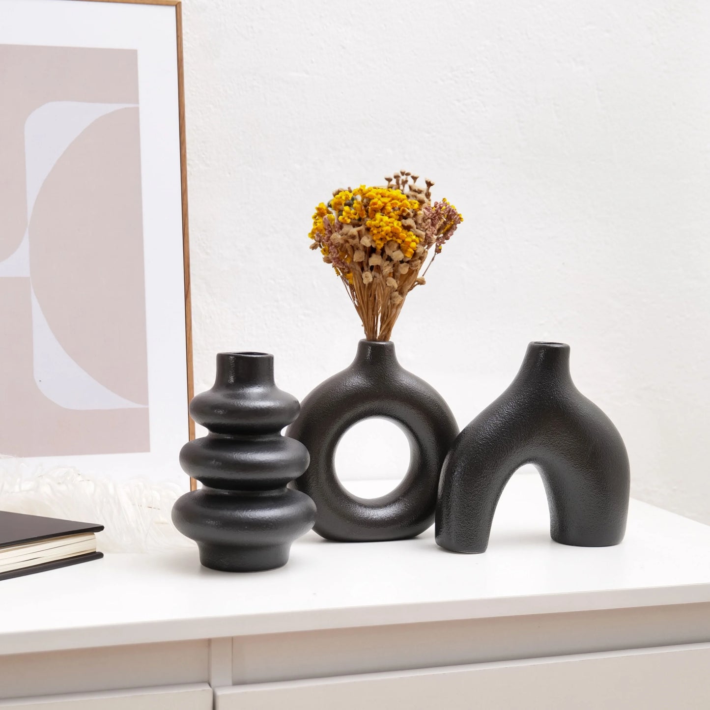 Bohemian ceramic vase set, decorative vase ornaments, wedding living room, bedroom, coffee shop, dining table decoration gifts