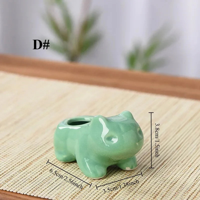 Creative Ceramic Mini Flowerpot Succulent Planter Flower Pot with Hole Cute Green Plants Planter Home Garden Decoration Outdoor