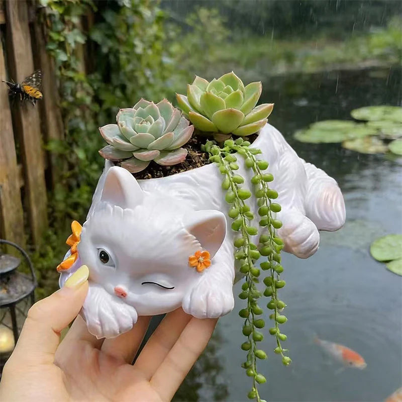 Winking Cat Bow Tie Planter – planter photo 3