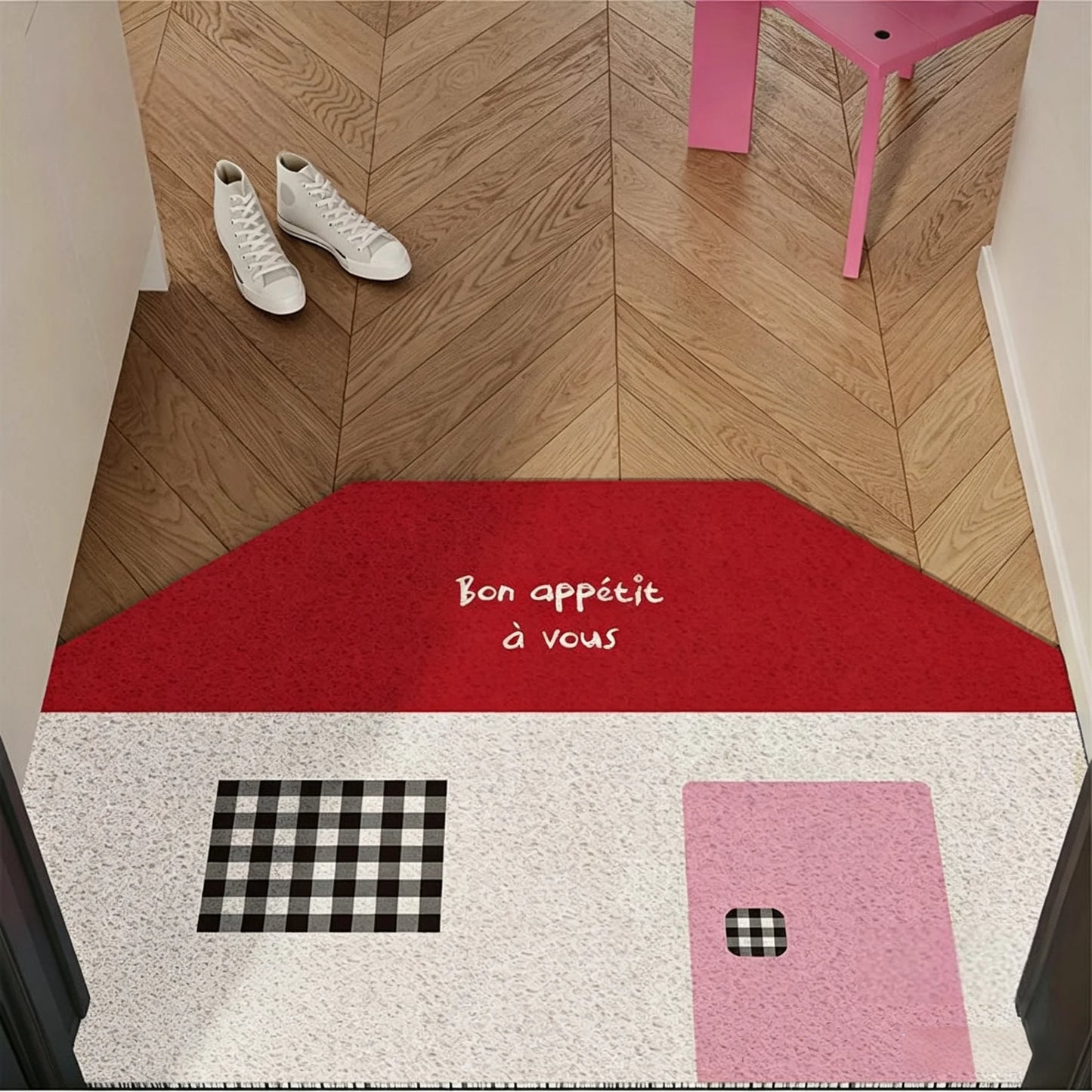 Ins Style Korean House Printed Doormat Non-Slip PVC Loop Wire Door Mat Waterproof Entrance Carpet for Home Decor