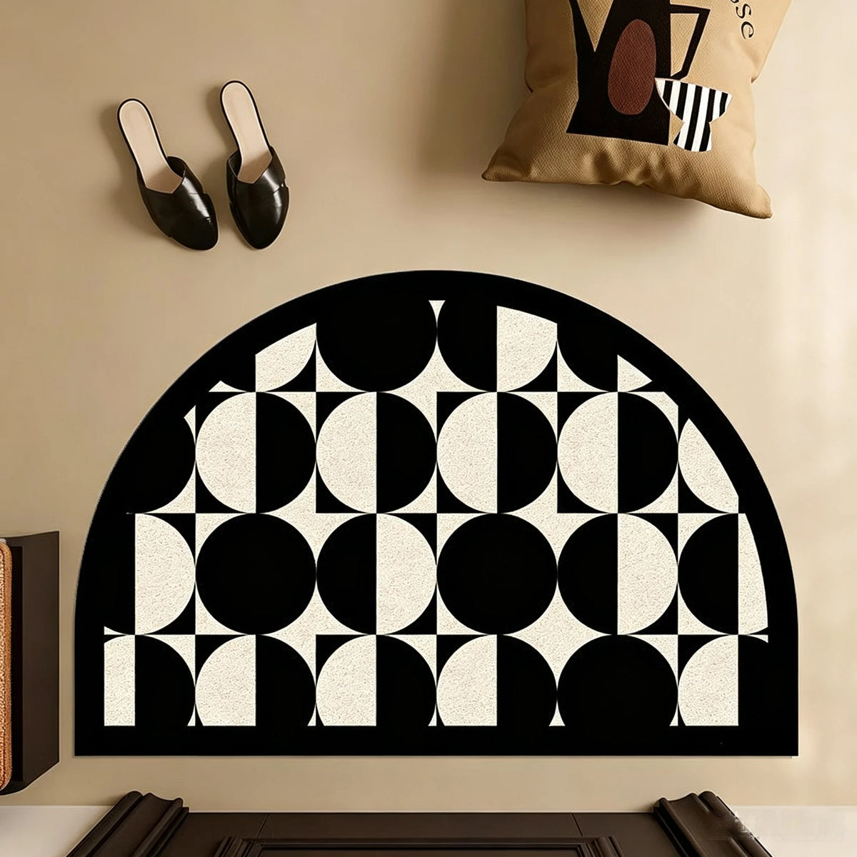 Nordic Geometric Semicircle Doormat Non Slip Wire Loop Entrance Mat Half Round Welcome Carpet Washable Front Door Rug Home
