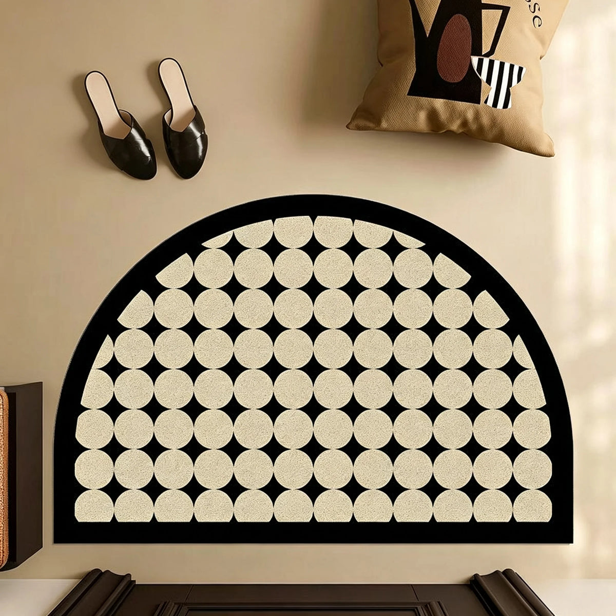 Nordic Geometric Semicircle Doormat Non Slip Wire Loop Entrance Mat Half Round Welcome Carpet Washable Front Door Rug Home