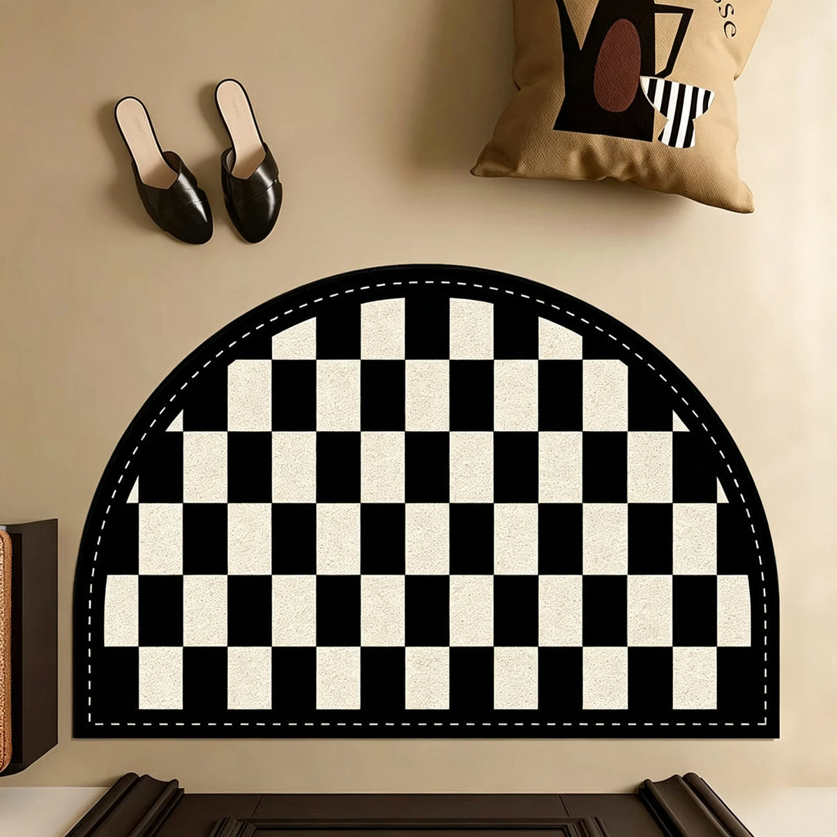Nordic Geometric Semicircle Doormat Non Slip Wire Loop Entrance Mat Half Round Welcome Carpet Washable Front Door Rug Home