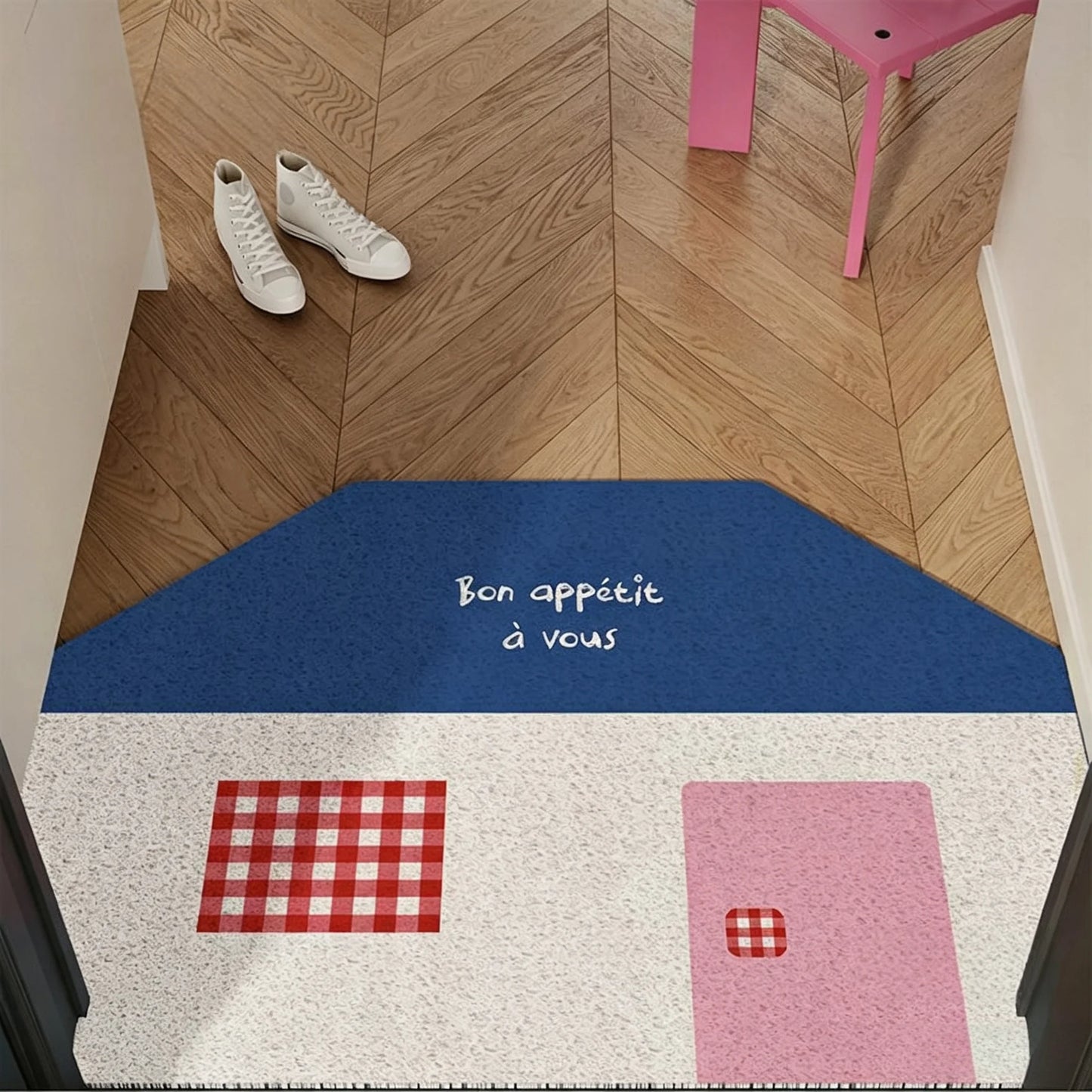 Ins Style Korean House Printed Doormat Non-Slip PVC Loop Wire Door Mat Waterproof Entrance Carpet for Home Decor