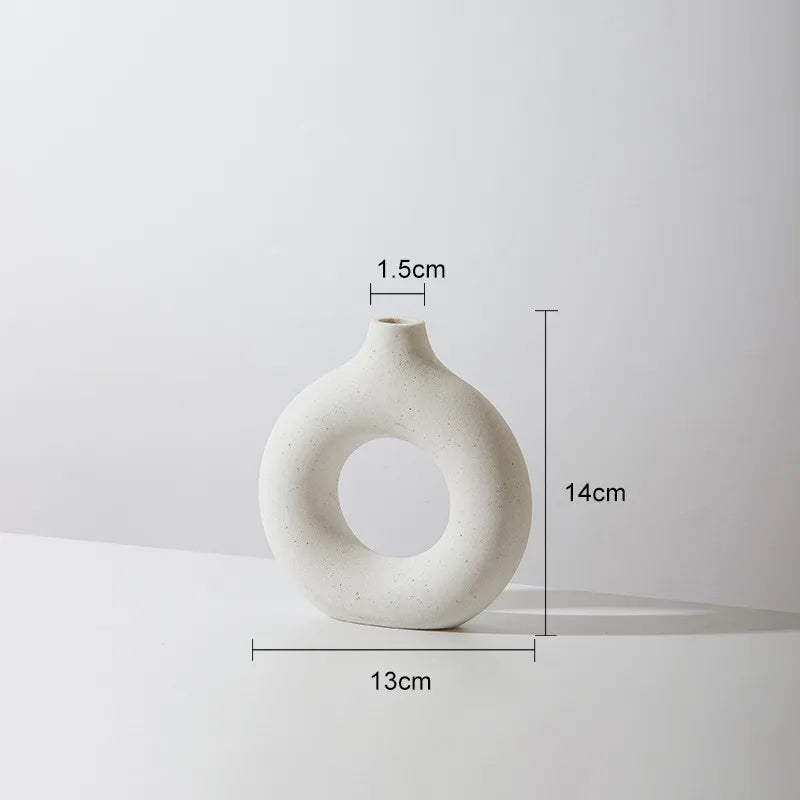 Ceramic Donut Ring Vase – White, Small
