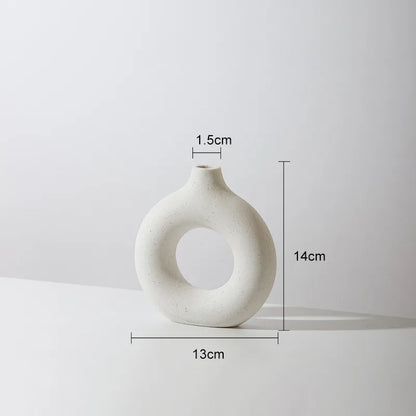 Ceramic Donut Ring Vase – White, Small