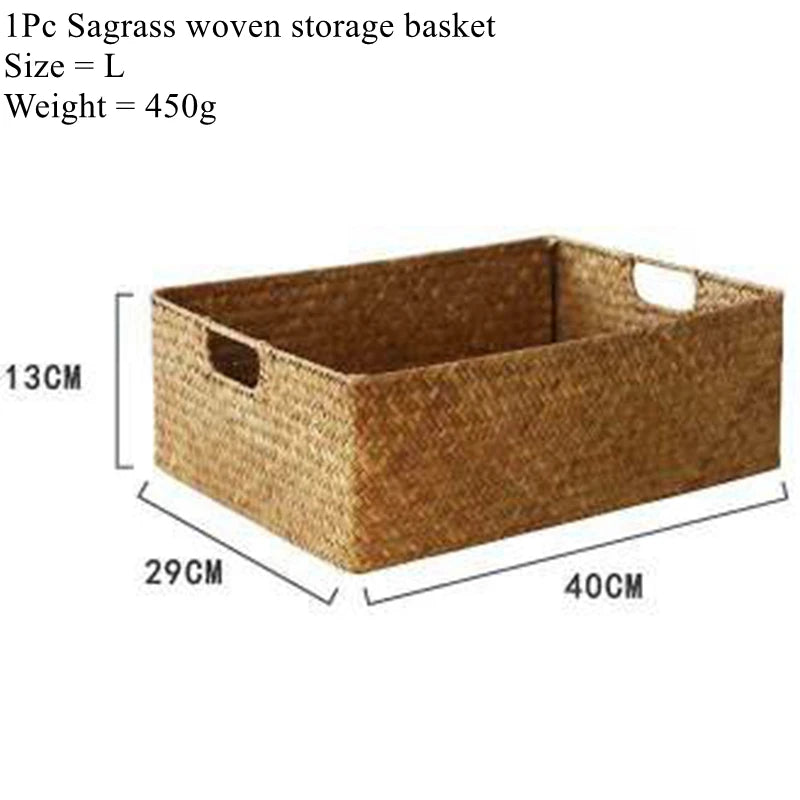 Zerolife-Woven Seagrass Basket for Home Decor, Natural Wicker Basket, Storage Basket, Fruit Bread Towel, Kitchen Table, Rattan
