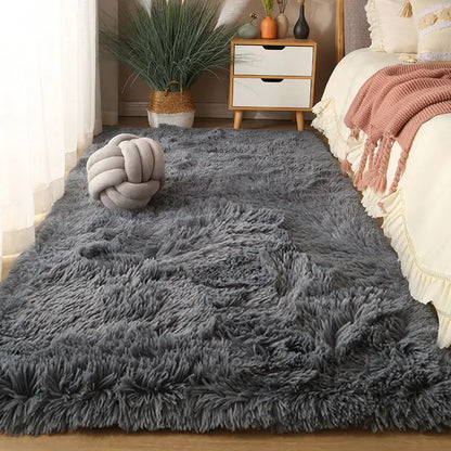 Washable Long Pile Shag Rug in Silver Gray
