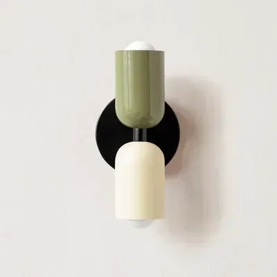 Macaron Color Block Wall Lamp in Black, White and Green