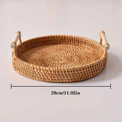 Handwoven Rattan Lidded Storage Basket – 28cm