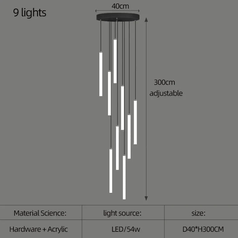 Modern LED Living Room Pendant Lighting Spiral Staircase Indoor Lamp Kitchen Home Decoration Nordic Luxury Ceiling Chandelier
