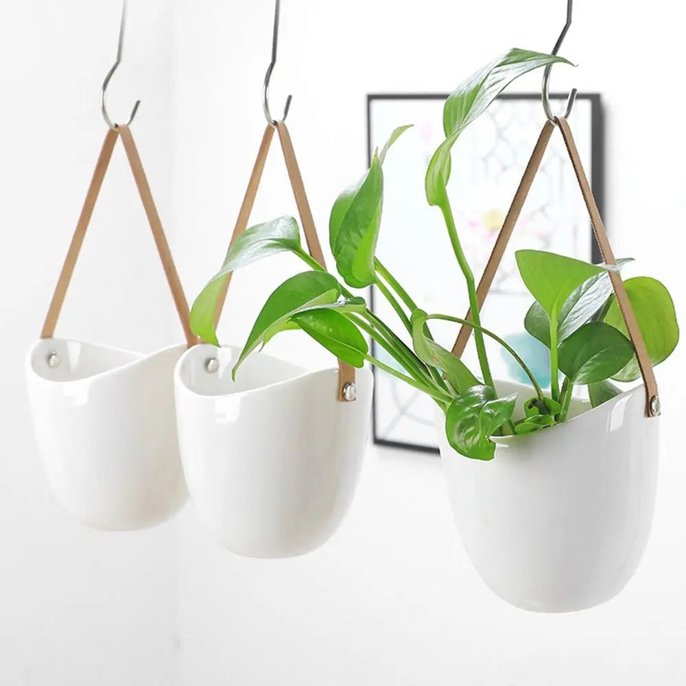 Creative White Ceramic Hanging Flower Pot Succulent Plant Flower Pot Home Wall Decoration Flower Pot