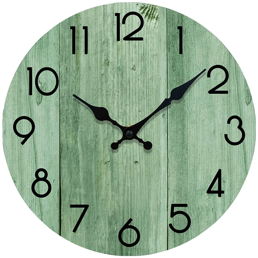 Minimalist Wooden Wall Clock in Green, 10 Inch
