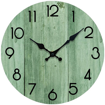 Minimalist Wooden Wall Clock in Green, 10 Inch