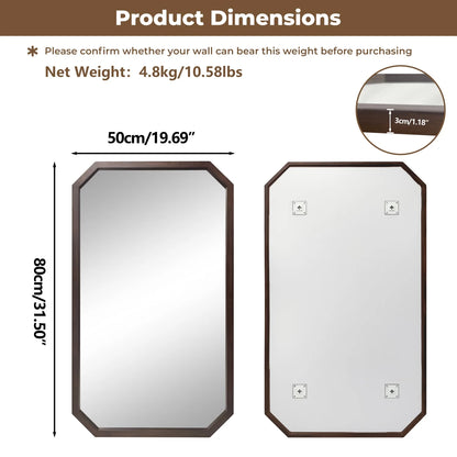 Walnut Irregular & Octagon Wall Mirror – Octagon, 50 x 80cm