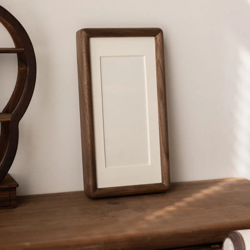 Rectangular Solid Wood Photo Frame High-Quality Black Walnut/Teak Mortise and Tenon Picture Frame Display Stand Desktop Decor