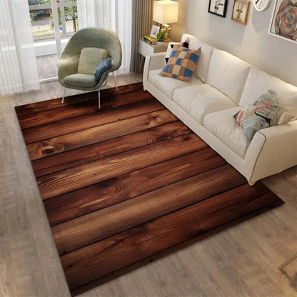 Timber Print Area Rug in Charred Black