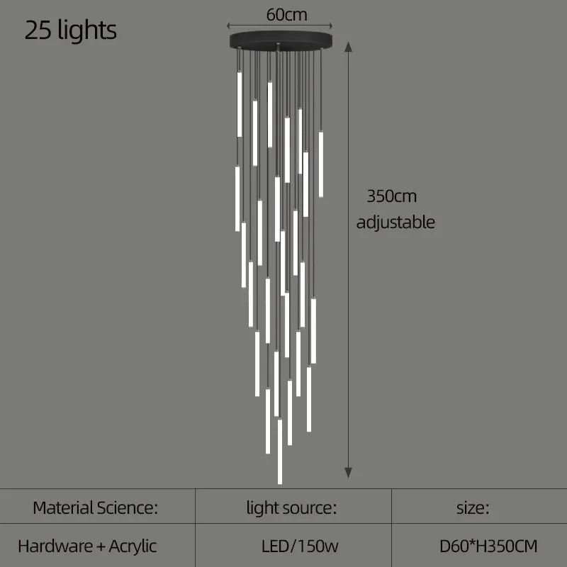 Modern LED Living Room Pendant Lighting Spiral Staircase Indoor Lamp Kitchen Home Decoration Nordic Luxury Ceiling Chandelier