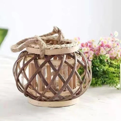 Woven Wicker Candle Lantern