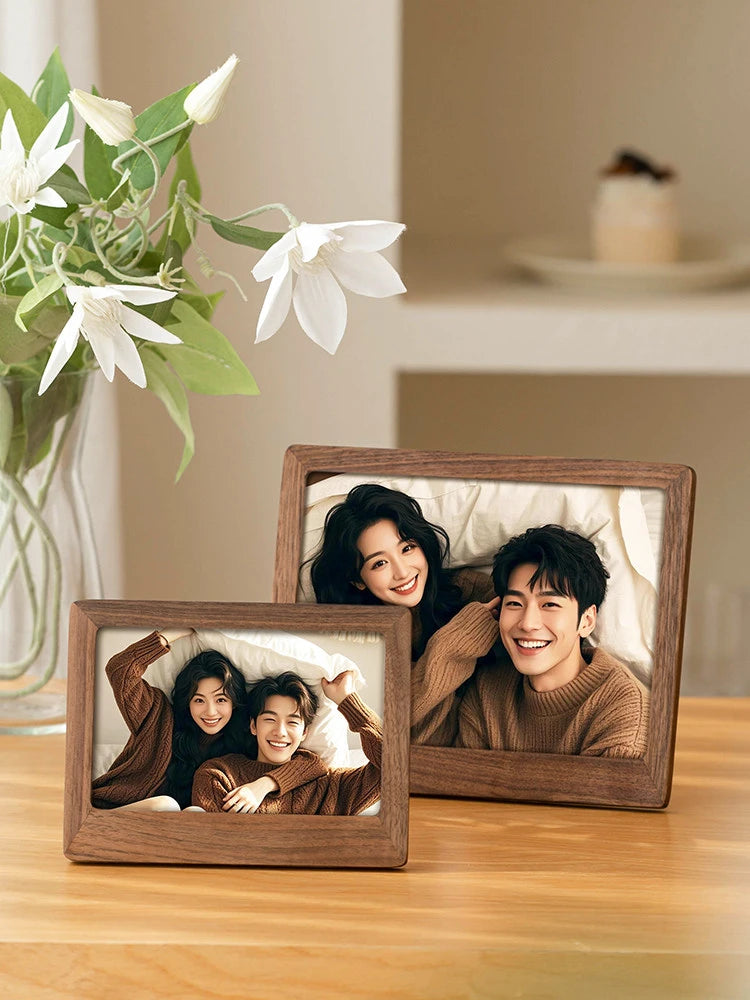 6-10inch Walnut Picture Frame, Walnut Wood Acrylic Photo Frames Handcrafted Rounded Corner Wooden Frames Tabletop Display