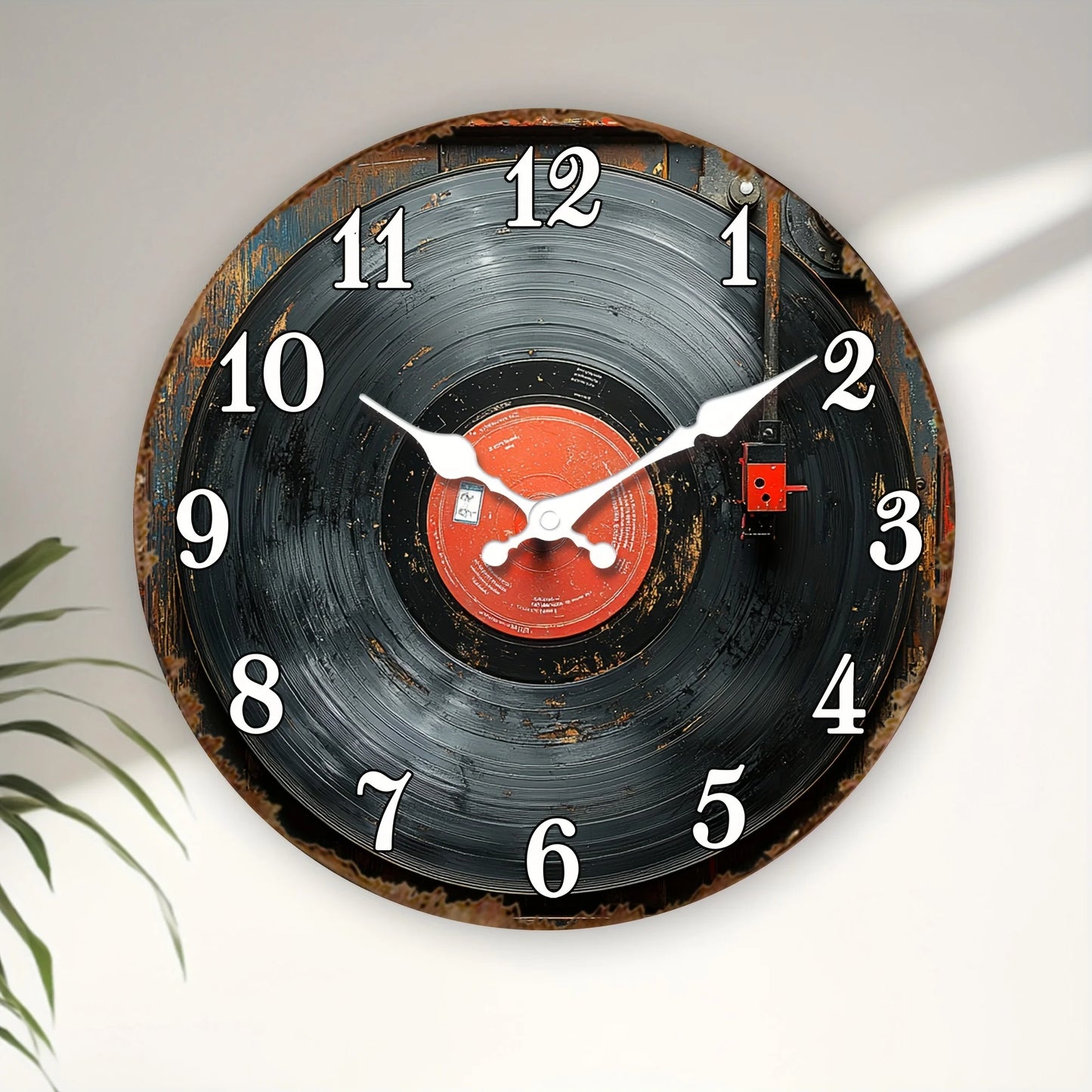 [Retro Wooden Wall Clock] Retro Wooden Wall Clock | Vinyl Record Design Round Silent for Living Room, Bedroom, Kitchen, Office | Thanksgiving Christmas Decoration, Birthday Gift (AA Batteries Not Included) 1pc