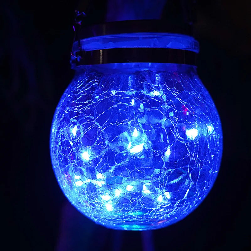 Solar Crackle Glass Jar Lights