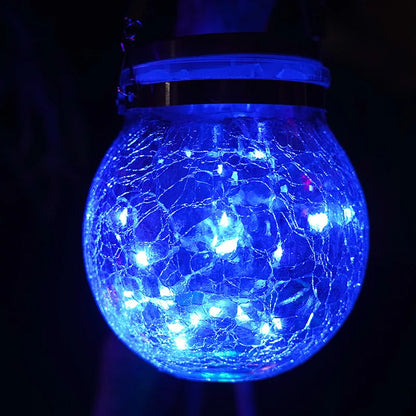 Solar Crackle Glass Jar Lights