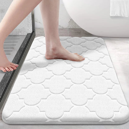Memory Foam Non-Slip Bath Rug in White
