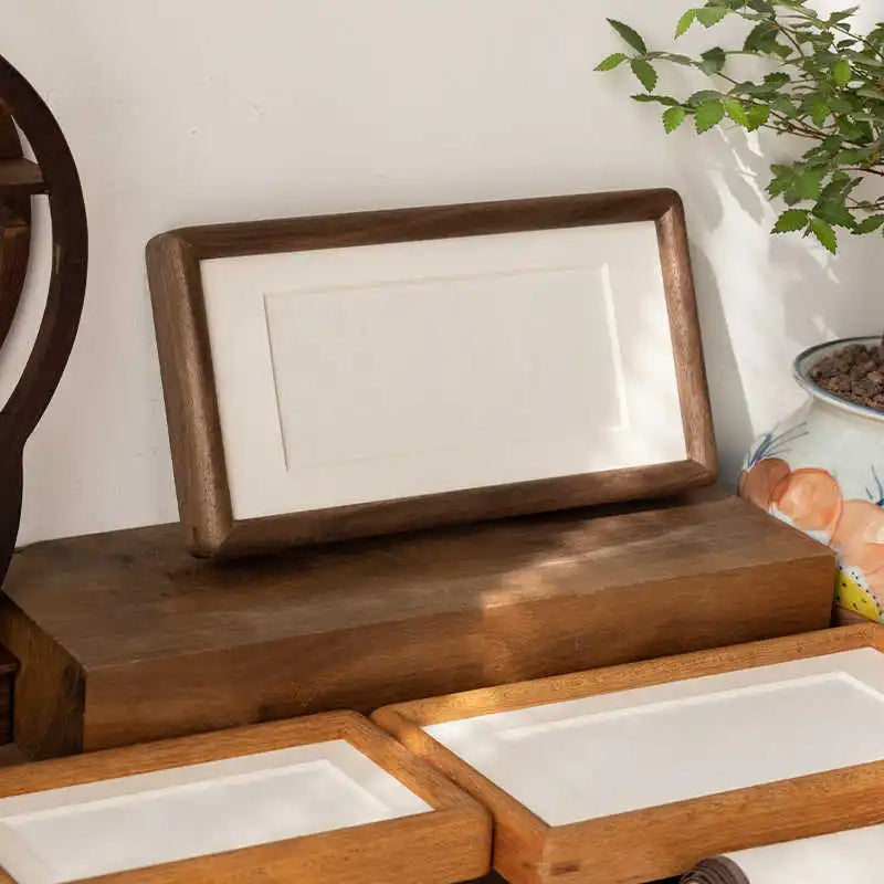 Rectangular Solid Wood Photo Frame High-Quality Black Walnut/Teak Mortise and Tenon Picture Frame Display Stand Desktop Decor