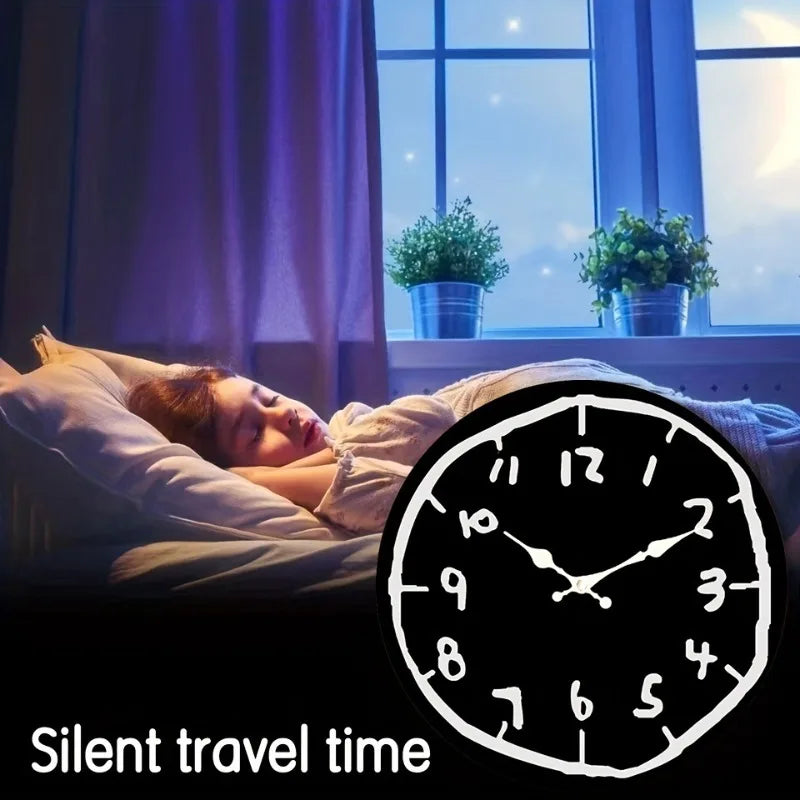 20/30/40cm Creative Hand Drawing Wooden Silent Hanging Wall Clock, for Living Room, Office, Study Room, Bedroom, Home Decoration