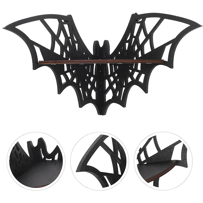 Gothic Bat Wooden Corner Shelf – wall shelf photo 3