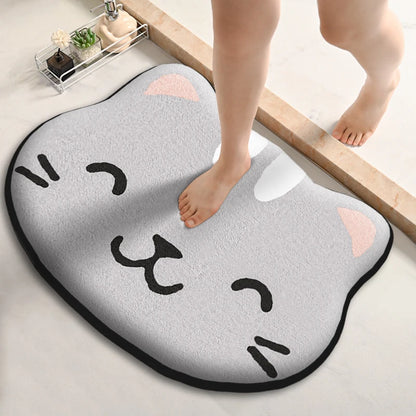 Cartoon Animal Flannel Bath Mat in Cat