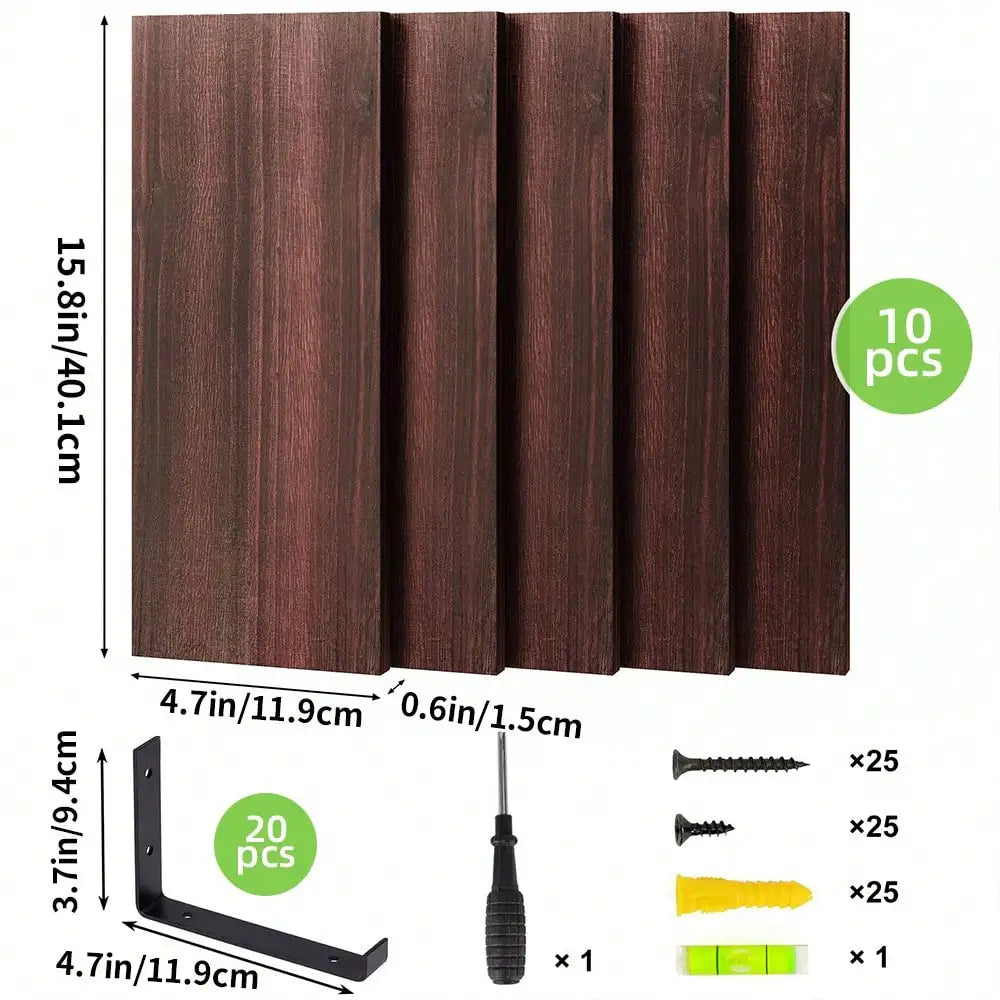 5/10Pcs Floating Shelves, 4.7 Inch Wide Wall Shelves with Invisible Brackets, Rustic Wood Storage Racks for Bedroom, Living Room, Kitchen, Bathroom