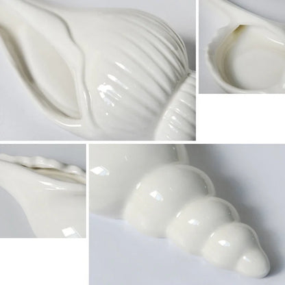 White Ceramic Conch Shell Wall Vase – vase photo 6