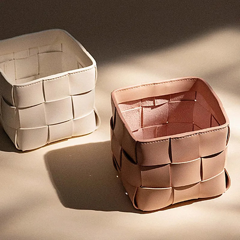 14X14CM Desktop Storage Bucket Sundries Storage Basket Square Storage Basket for Entrance Desktop Home Organization