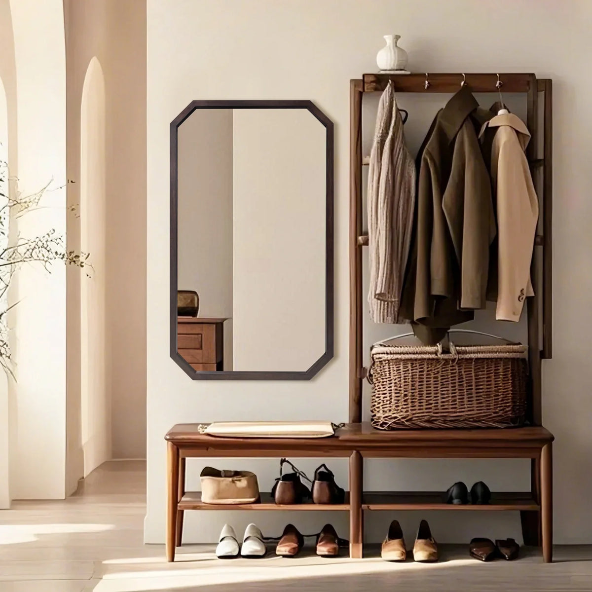 Walnut Irregular & Octagon Wall Mirror – wall mirror photo 5
