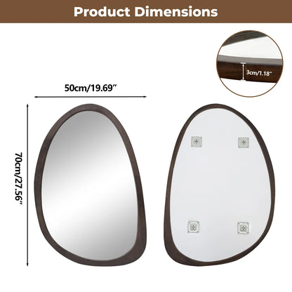 Walnut Irregular & Octagon Wall Mirror – Irregular, 50 x 70cm