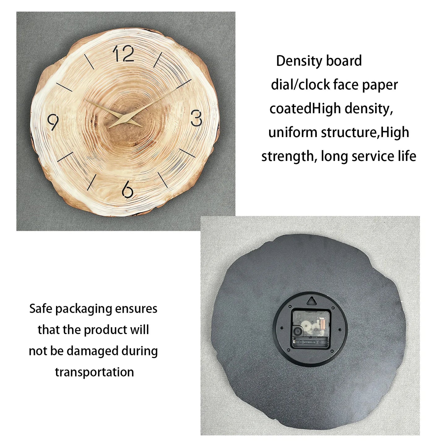 1pc Wooden Ring Wall Clock, Wood Cross-Section Texture Pattern Design of the Original Wood Color Wall Clock, Home Mute Clock