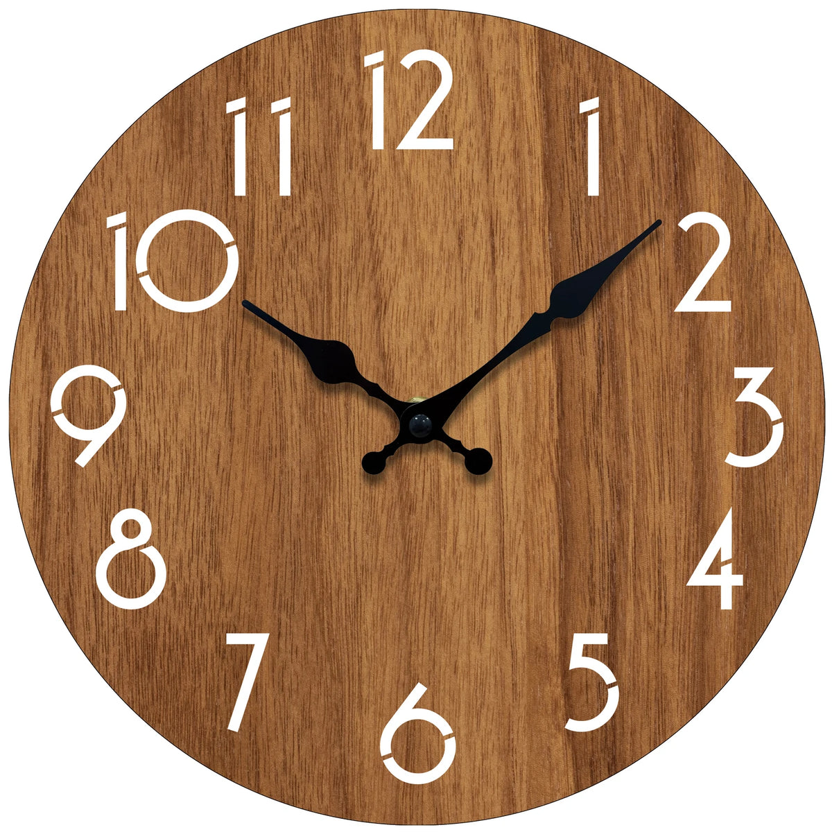 Minimalist Wooden Wall Clock in Brown, 10 Inch