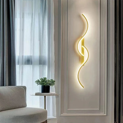Minimalist LED Strip Wall Sconce in Gold
