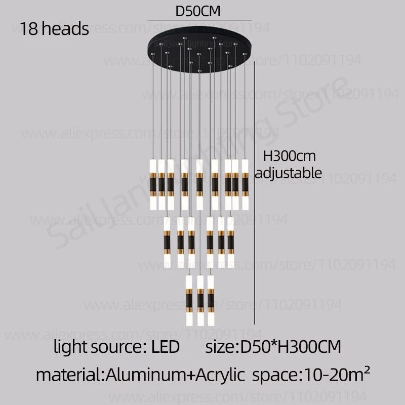 Interior Lighting Nordic Chandelier Home Decoration Living Room Pendant Modern Lustre Hall Lighting LED Staircase Long Pendant
