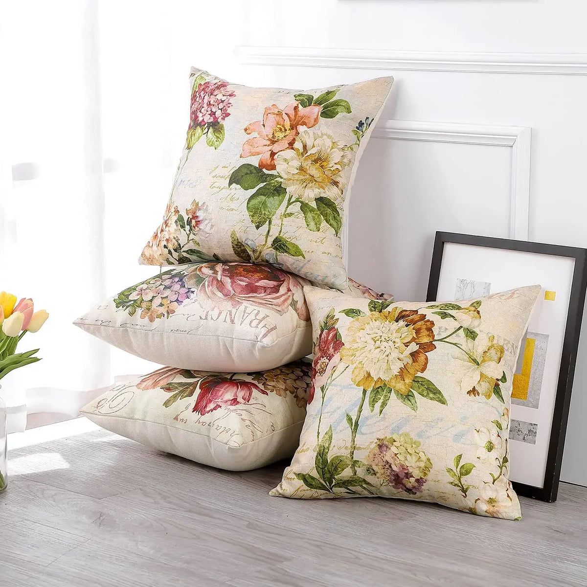Vintage Floral Linen Cushion Cover – cushion cover photo 4