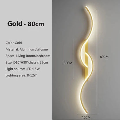 Minimalist LED Strip Wall Sconce – Gold, 80cm